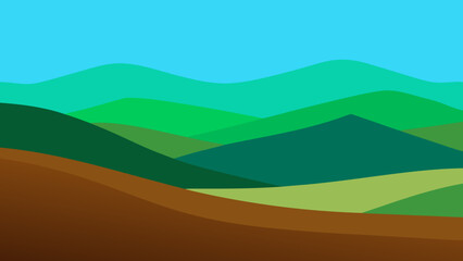 Obraz premium Vector Illustration Layered Hills Background Scene Peaceful Calm Serene Nature