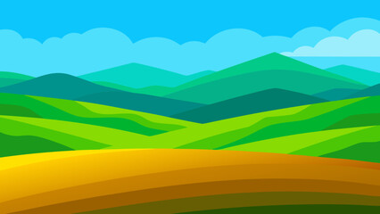 Obraz premium Bright Vivid Landscape Blue Sky Background Scene Peaceful Calm Serene