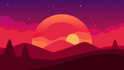 Obraz premium Peaceful Background Scene Deep Purple Abstract Artistic Graphic Illustration