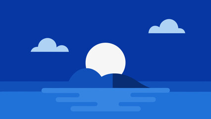 Distant Island Calm Sea Stars Background Scene for Digital Art