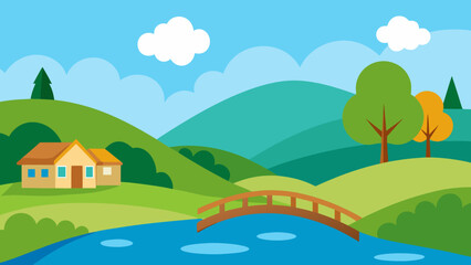 Obraz premium Quaint Village Backdrop Background Scene for Charming Digital Designs