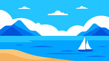 Naklejka premium Inviting Background Scene Clear Blue Day for Cheerful Digital Content