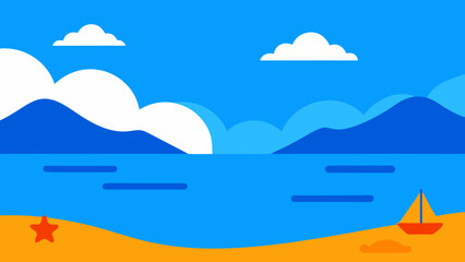 Peaceful Background Scene Art Minimalist Illustration for Calm Digital