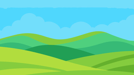 Bright Crisp Day Background Scene Vibrant Green Fields and Sky