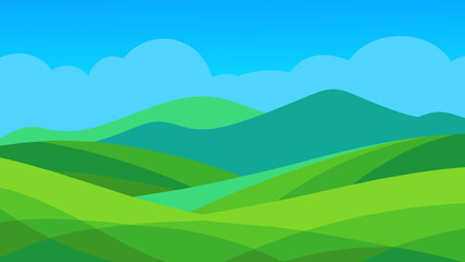 Digital Matte Painting of a Simplistic Natural Green Landscape