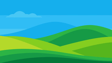 Clean Graphic Background Distinct Shapes of Green Hills