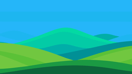 Vector Style Scenic Background with Clear Demarcation of Greenery