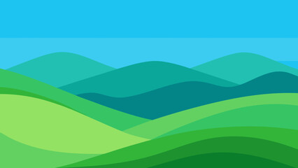 Obraz premium Wide Panoramic Background Scene of Abstract Green Shapes and Nature