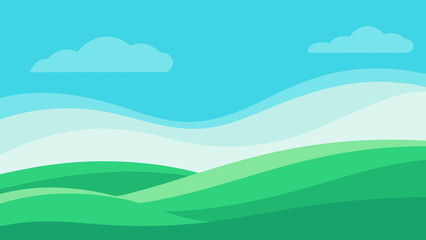 Fototapeta premium Background Design Gentle Green Swells Under a Clear Blue Sky