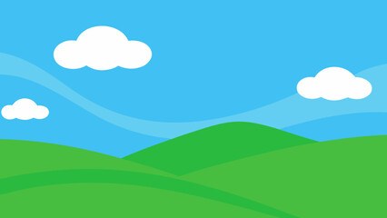 Obraz premium Simple and Serene Background of Soft Green Hills and Peaceful Sky