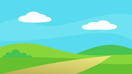 Obraz premium Open Landscape Background Soft Green Mounds Leading to the Horizon