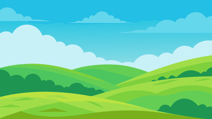 Picturesque Background of Rolling Hills in a Lush Green Setting