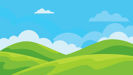 Wide Angle Background View of Gentle Green Hills and Broad Sky