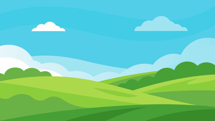Obraz premium Calm and Open Background Scene with Rolling Green Hills and Sky