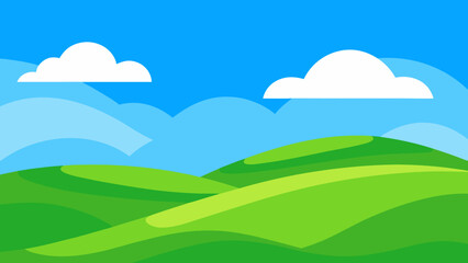 Obraz premium Bright Clear Day in a Stylized Landscape with Deep Green Tones
