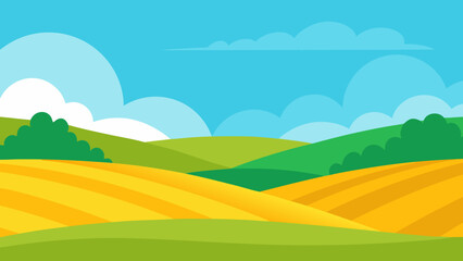 Simple Cartoon Background of a Vast Countryside for Animated Scenes