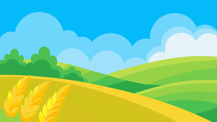 Obraz premium Vibrant Cartoon Background Depicting Rolling Green Hills for Any Project