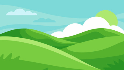 Verdant Green Landscape Rich in Texture from Grass and Trees Natural Scenery