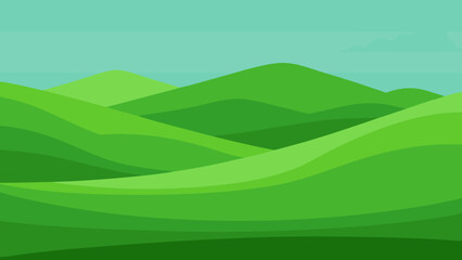 Obraz premium Expansive Green Land with a Clear Division Between Sky