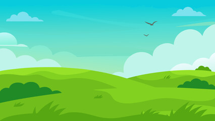 Background Scene of an Endless Plain of Lush Green