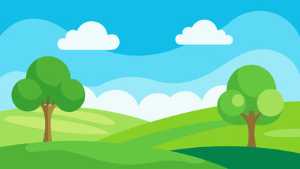 Fototapeta premium Background Scene Vibrant Pastoral Setting with Green Hills