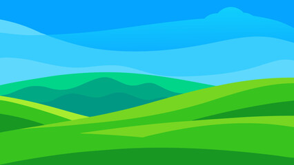 Vibrant Green and Blue Background Simple Yellow Sun