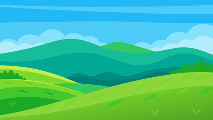 Panoramic Background Wide Vista of Green Hills