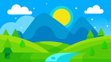 Bright Cheerful Background Scene for Children Story