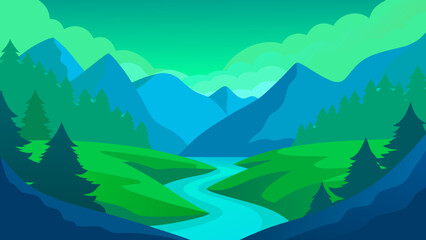 Fototapeta premium Hidden Valley Background Scene Lush Varied Green Foliage