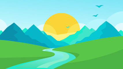 A Bright Morning in a Valley a Refreshing Natural Background Scene