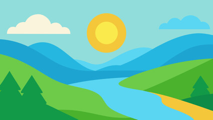 A Picturesque Landscape Featuring a Winding River Background Scene