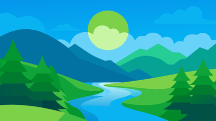 A Stylized Forest Edge with Minimalist Trees Background Scene