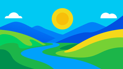 A Serene Mountain River Scene a Tranquil Natural Background