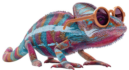 Obraz premium Lizard and chameleon isolated on white background with vivid reptile features and natural details