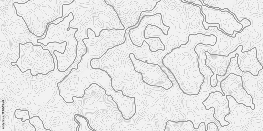 Poster Abstract curve topo style contour line white background with light gray topographic lines creating an abstract pattern and texture effect.