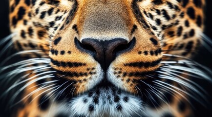 Obraz premium Close up of a leopard, focused on nose and whiskers detail