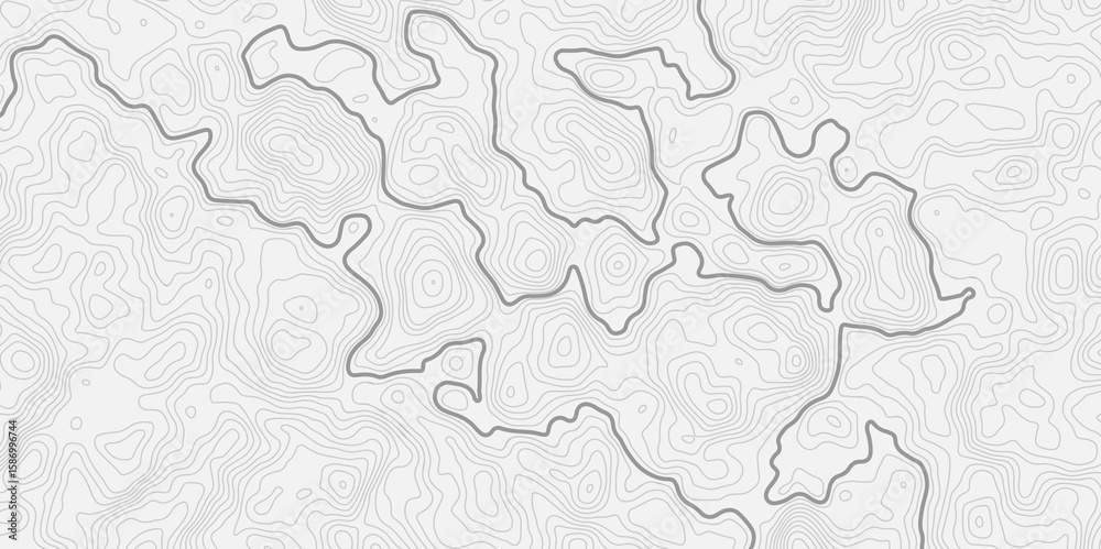 Poster modern style topographic map with light gray contour lines on a white background creating a smooth s