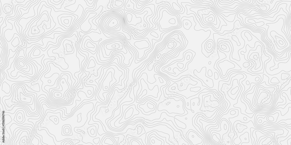 Poster Abstract curve topo style contour line white background with light gray topographic lines creating an abstract pattern and texture effect.
