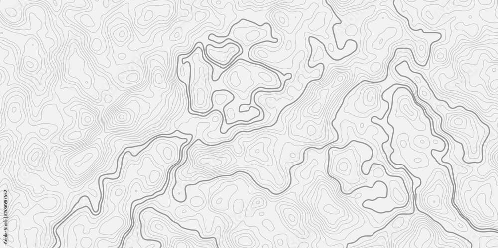 Poster modern style topographic map with light gray contour lines on a white background creating a smooth s