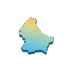 Fototapeta premium Isometric elevation map of Luxembourg