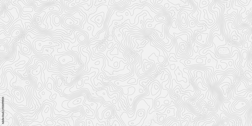 Poster Abstract curve topo style contour line white background with light gray topographic lines creating an abstract pattern and texture effect.