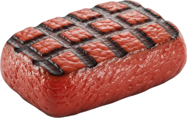 Grilled beef patty with prominent diamond grill marks and juicy texture transparent background