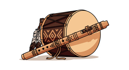 Native American Musical Instruments Illustration