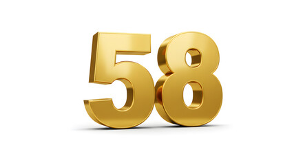 Obraz premium Elegant Golden Number Fifty-eight on White Background