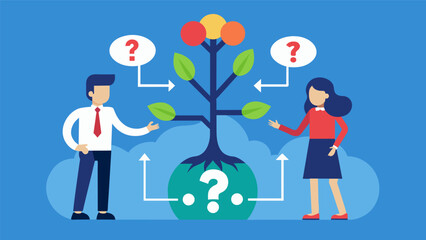 The mediator interjected with probing questions trying to understand the root causes of the disputes and guide the conversation towards a resolution.. Vector illustration