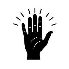 Obraz premium Black Silhouette of a Hand with Open Palm and Radiating Lines