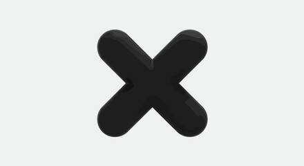 Obraz premium Bold Black Cross Shape with Rounded Edges and Smooth Texture