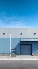 Exterior of Modern Industrial Building with Roll-Up Door and Pedestrian Entrance