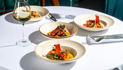 Gourmet Seafood Dinner: Elegant Dish Presentation