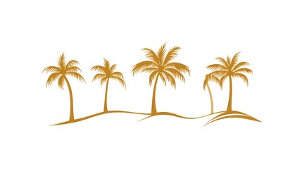 Fototapeta premium Gold palm trees on a sandy beach.